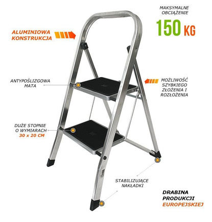 Drabina aluminiowa 2 stopniowa 3222