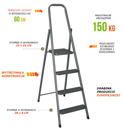 Drabina stalowa 4 stopniowa Super Home 204