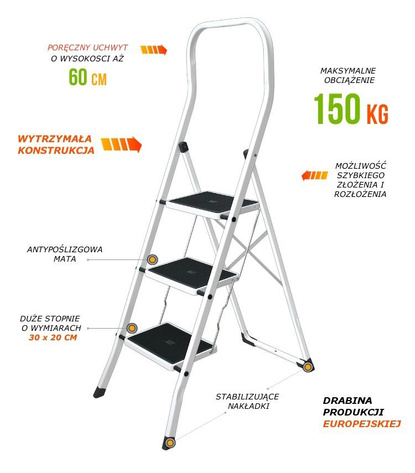 Drabina stalowa 3 stopniowa 2023H
